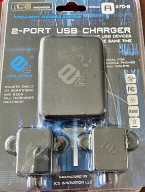 EZ Collection 2-Port USB Charger - Black